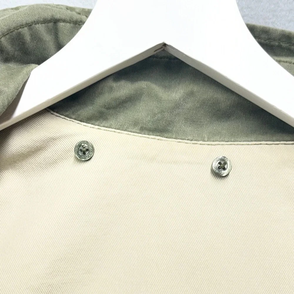 Free People Womens Olive Green Cotton Twill Military Field Jacket Fishtail Hem